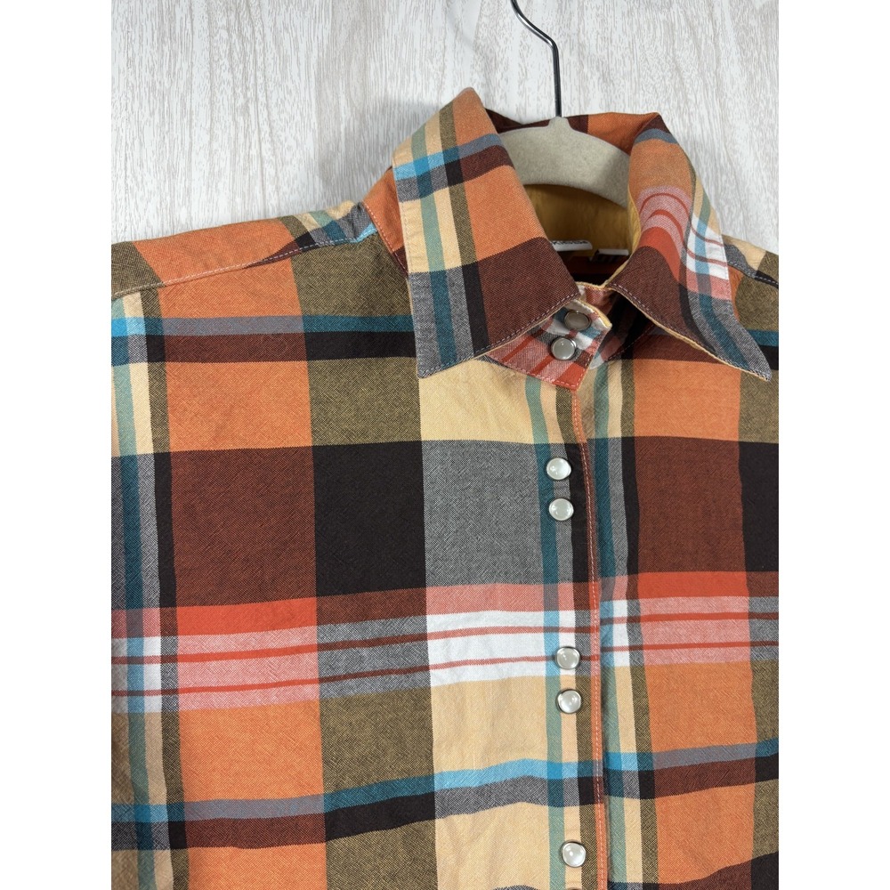 Rockies Pearl Snap Western Shirt Womens L Plaid Cotton Rodeo Cowgirl Vintage - Picture 5 of 7